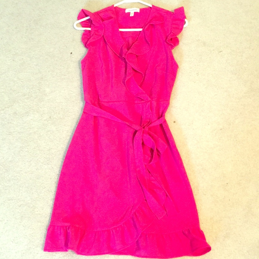 Hot pink ruffle dress